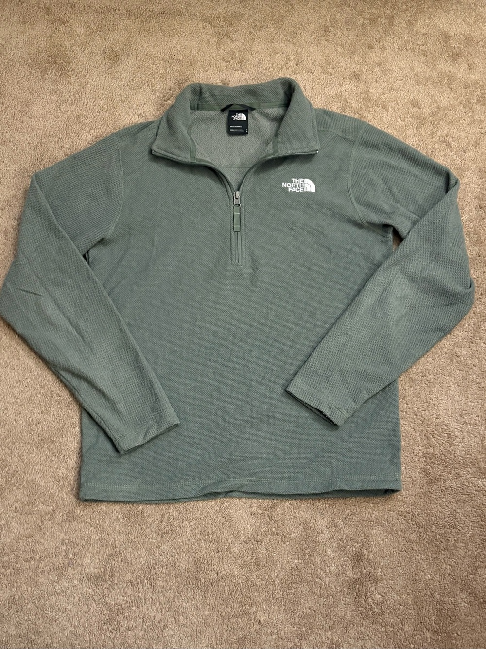 North Face Men's Small Green Long Sleeve Half Zip Light Jacket Hiking Running